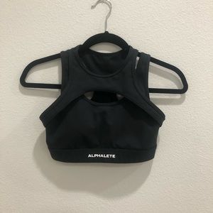 Alphalete Black Surface Keyhole Bra